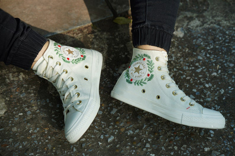 Christmas Stockings Wreath Converse Embroidery
