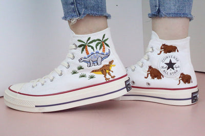 Dinosaur Mammoth Converse Embroidery