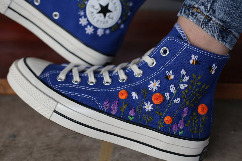 Bee Wildflower Converse Embroidery