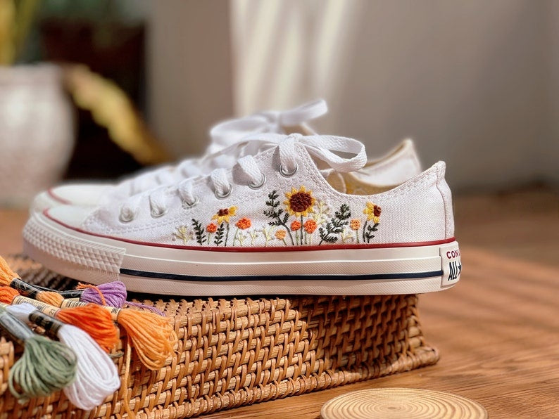 Sunflower Garden Converse Embroidery