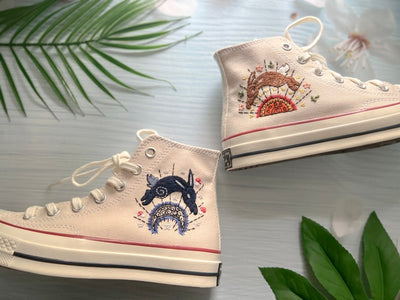 Moon and Sun Rabbits Converse Embroidery