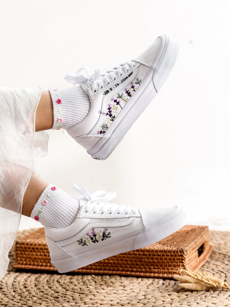 Lavender Wedding Converse Embroidery
