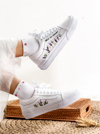 Lavender Wedding Converse Embroidery