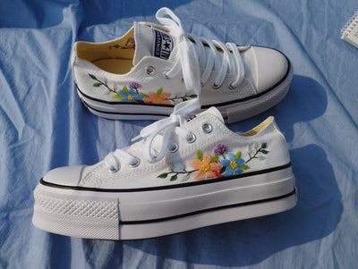 Custom Converse Platform Flower Embroidery