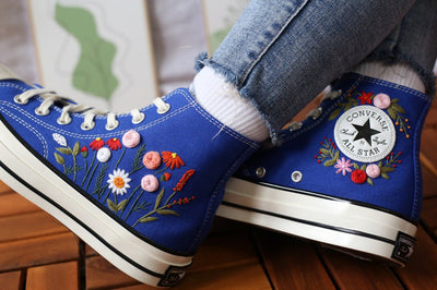 Wildflower Daisy Converse Embroidery