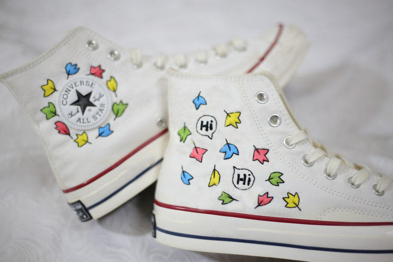 Colorful Leaves Converse Embroidery