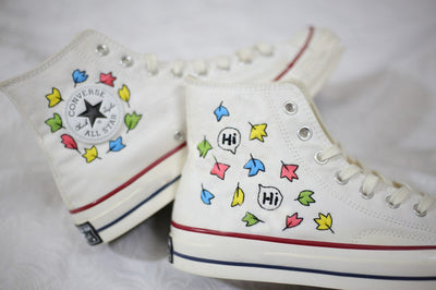 Colorful Leaves Converse Embroidery