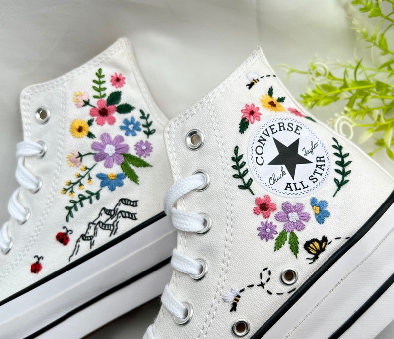 Mountain Wildflowers & Ladybugs Converse Embroidery