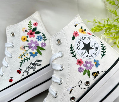 Mountain Wildflowers & Ladybugs Converse Embroidery