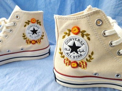 Yellow & Orange Wildflowers Converse Embroidery