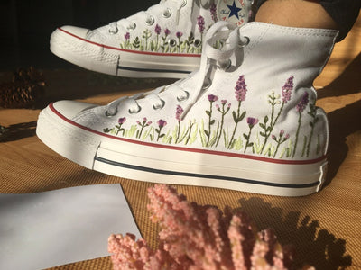 Lavender Field Converse Embroidery