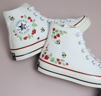 Strawberry Bees Converse Embroidery
