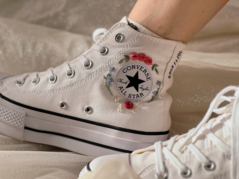 Rose Bouquet Converse Embroidery