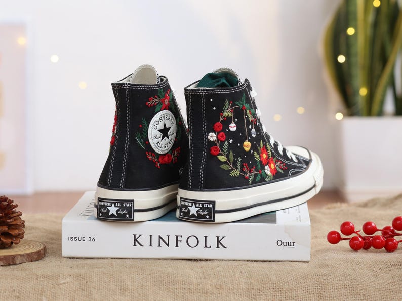 Christmas Flower Converse Embroidery