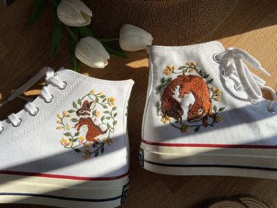 Rabbit and Fox Converse Embroidery