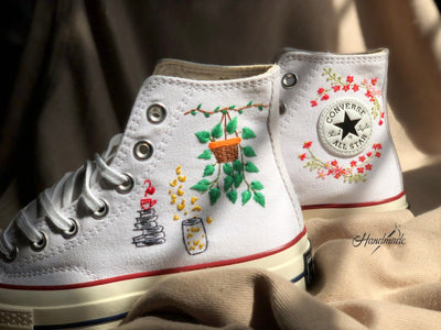 Hanging Plant Book Lover Converse Embroidery