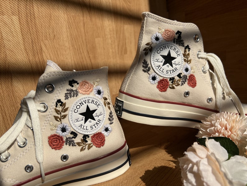 Autumn Wildflower Bouquet Converse Embroidery