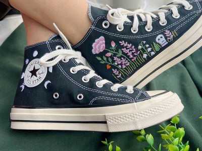 Lavender and Carnation Converse Embroidery