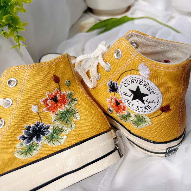 Lotus Flowers Converse Embroidery