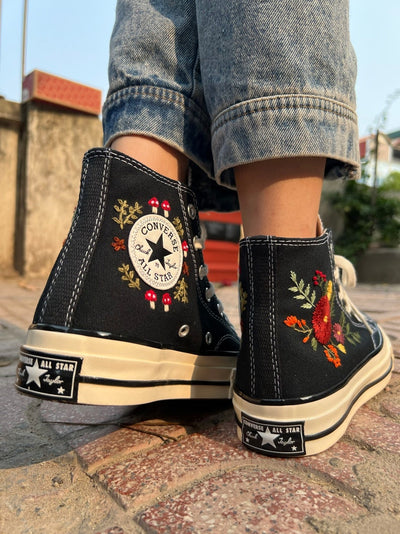 Red Daisy Converse Embroidery