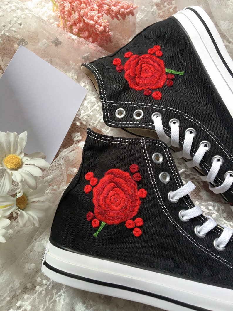 Red Rose Converse Embroidery