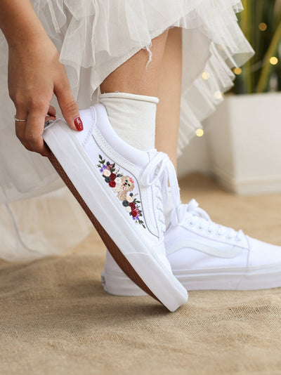 Custom Vans Embroidered Pets and Flowers Sneakers