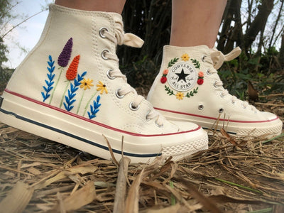 Wildflower Bee Converse Embroidery