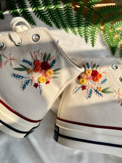 Pastel Rose Garden Converse Embroidery