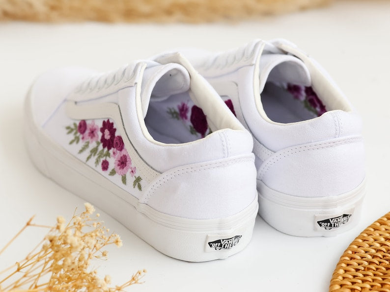 Purple Flower Embroidered Vans