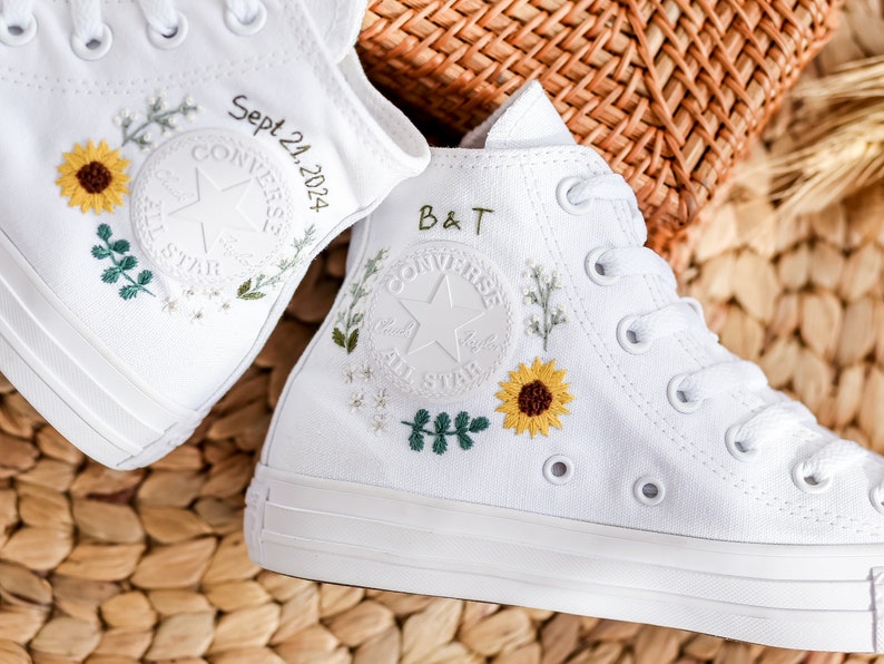 Sunflower Bouquet Converse Embroidery