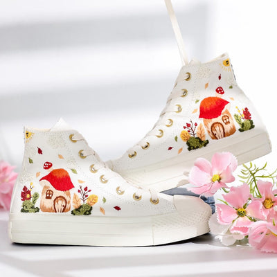 Mushroom House Embroidered Converse Shoes