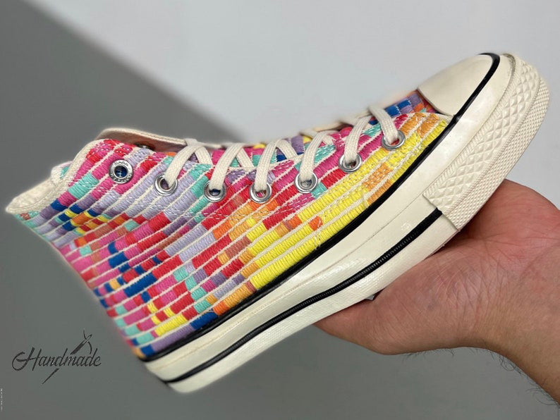 Sunset Rainbow Converse Embroidery