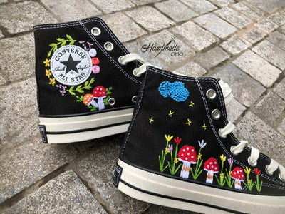 Custom converse high tops embroidered mushroom