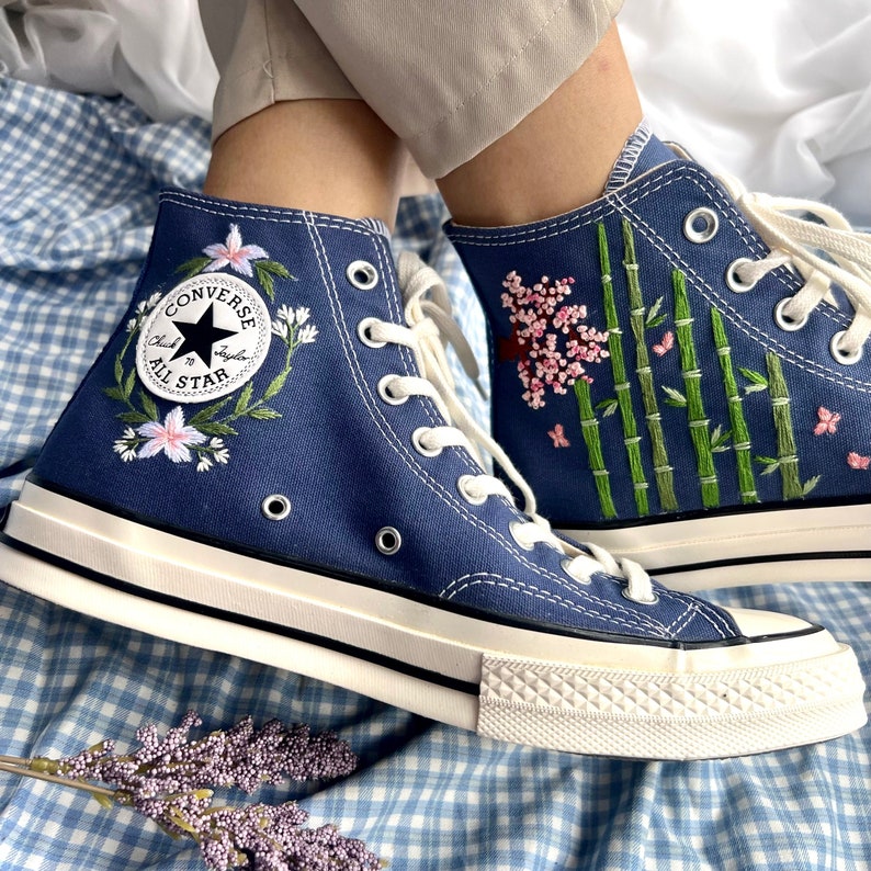 Tiger and Bamboo Converse Embroidery