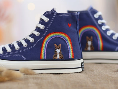 Rainbow Cat Converse Embroidery