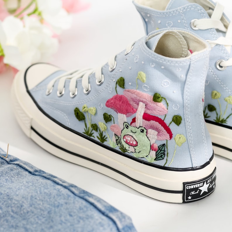 Mushroom Embroidered Converse Shoes