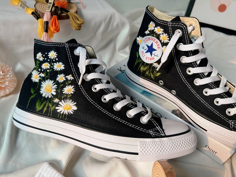 Daisy Flower Converse Embroidery