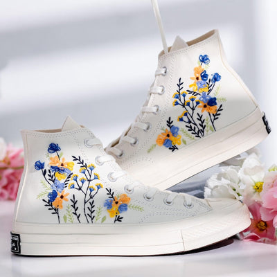 Wildflowers Embroidered Converse Shoes