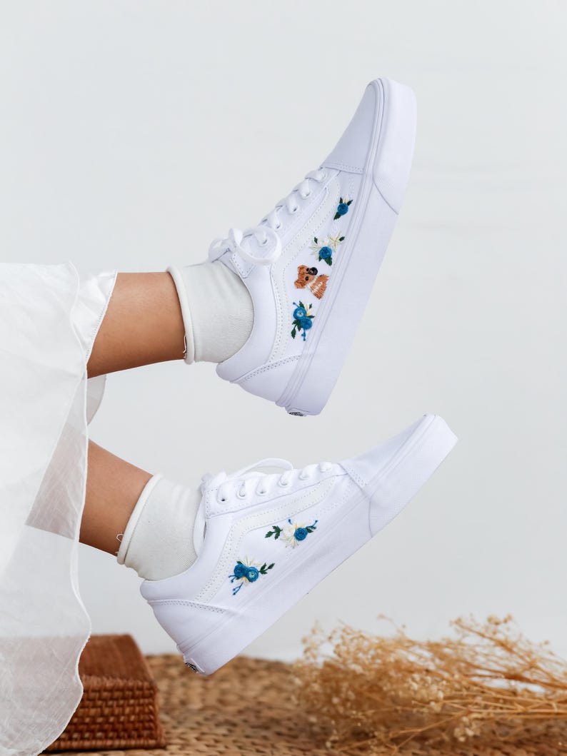 Blue Rose Fox Converse Embroidery