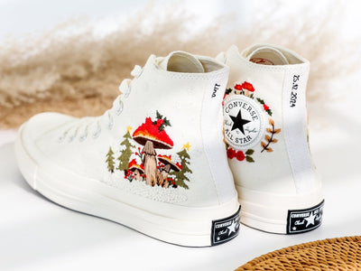 Christmas Tree and Mushroom Embroidered Converse High Top