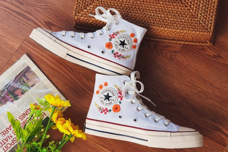 Orange Bloom Converse Embroidery