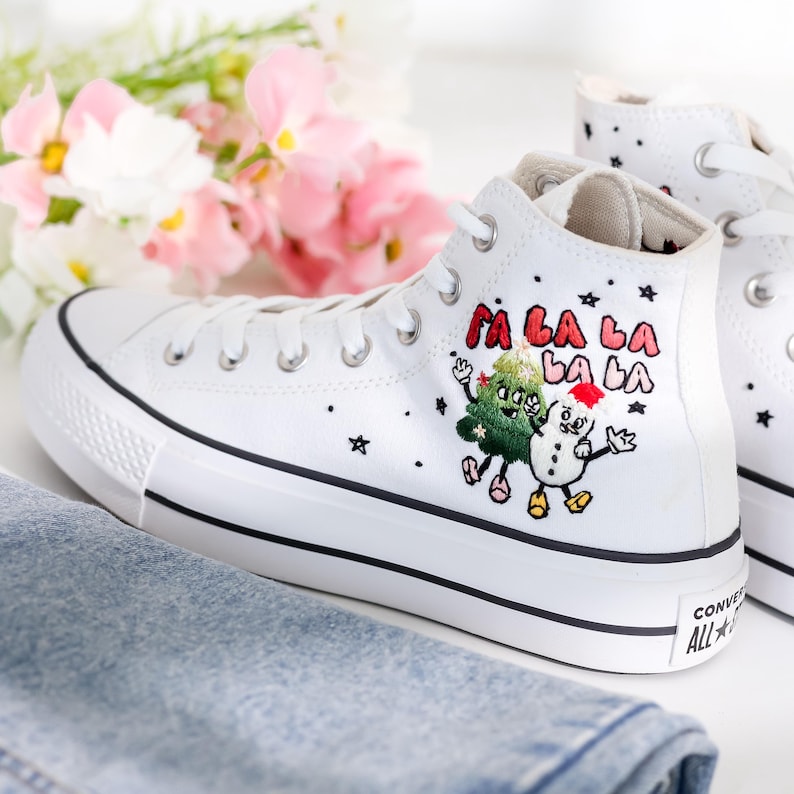 Christmas Embroidered Converse Shoes