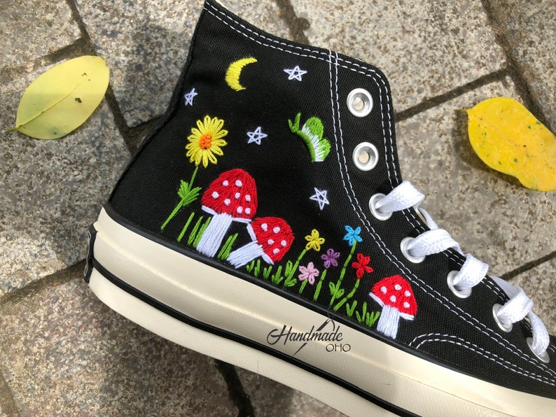 Mushroom, Star and Moons Embroidered shoes