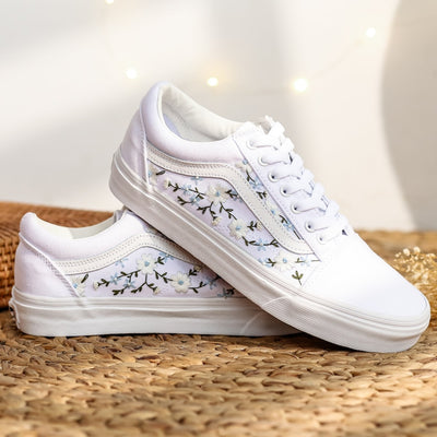 Blue Daisy Vine Converse Embroidery