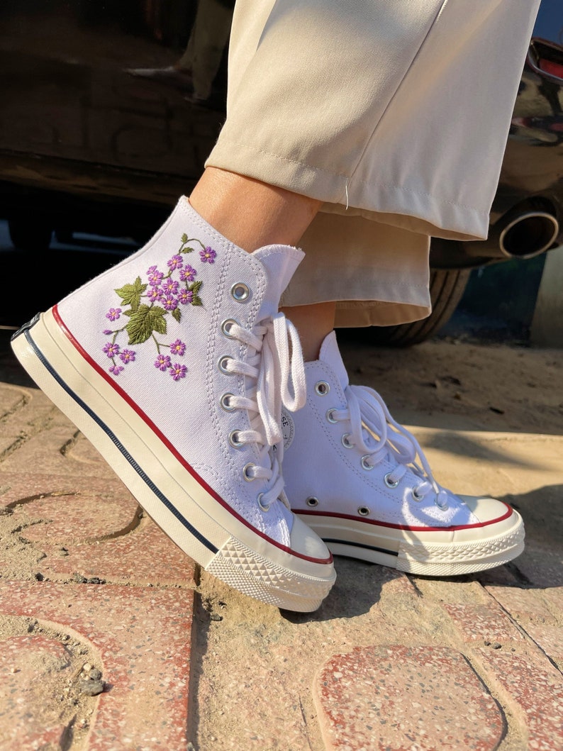 Purple Butterfly Converse Embroidery