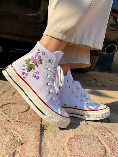 Purple Butterfly Converse Embroidery