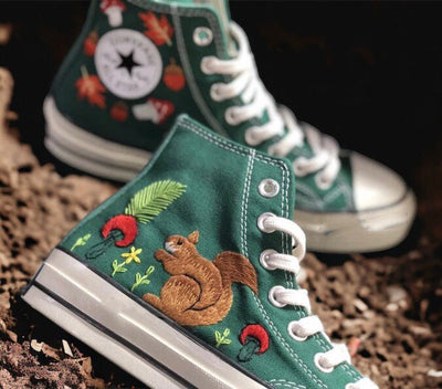 Squirrel Mushroom Converse Embroidery
