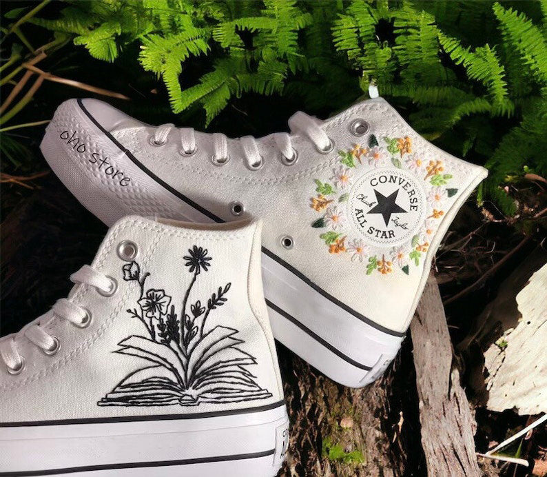 Botanical Book Converse Embroidery