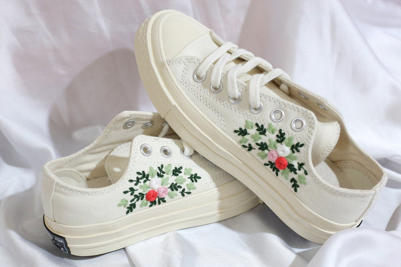 Rose Sprig Converse Embroidery