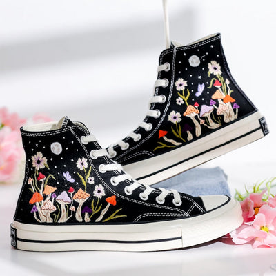 Garden Embroidered Converse Shoes